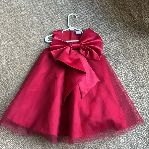 NWOT ~ BURGUNDY RED LARGE BOW FANCY DRESS ~ Sz 4 Child - Picture 5 of 10